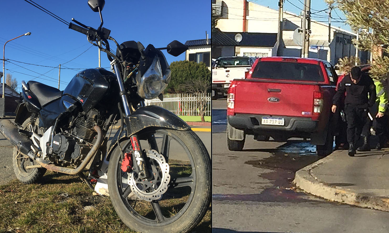 En Una Esquina Transitada Colisionaron Una Motocicleta Y Una Camioneta