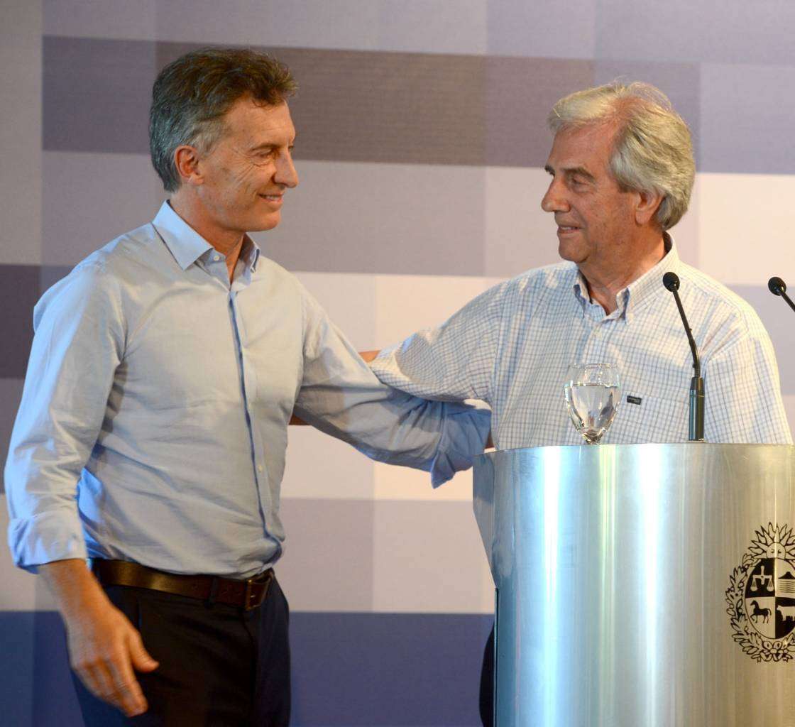 Macri y Tabaré Vásquez brindaron una conferencia de prensa.