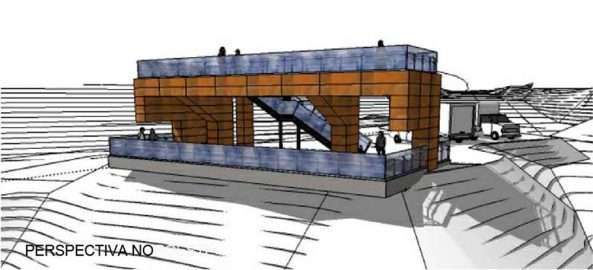 El nuevo mirador será construido con hormigón revestido en acero.