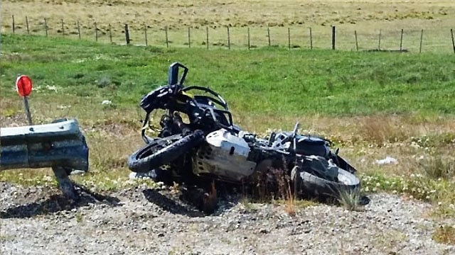 Ruta 3: moto viajero murió tras chocar contra un guardarrail